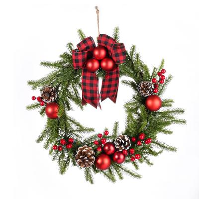 TE2070-1688B Christmas PE wreath, Cow Horn Wall Hanging, Rattan Ring, Pine Nut Door Hanging Decoration, Christmas Wreath