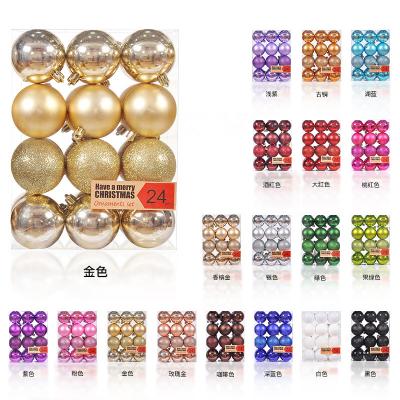 TS003-1688AB24 Christmas New Electroplated Plastic Ball Christmas Tree Pendant Christmas Ball Champagne Pendant Decoration 24pcs Set