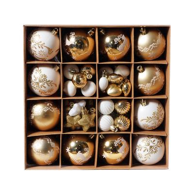 TS006P-247W52 52pcs Set Christmas Plastic Ball Painted Christmas Electroplating Christmas Tree Decoration Set, Hanging Decorations Ball 52pcs Set