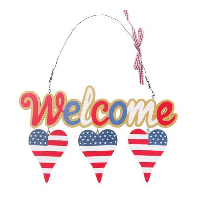 TM715 Independence Day Hanging Decoration American Wall Doors Wooden July 4th Decorative Logo Love Celebration