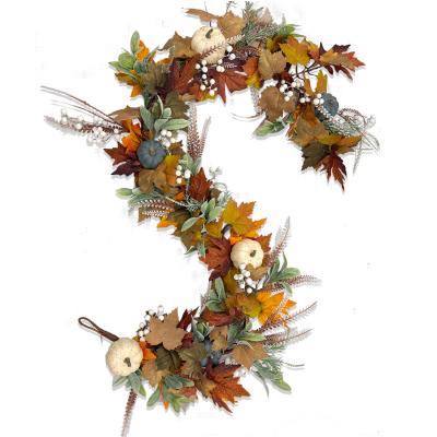 BLMM00002 2024 New Thanksgiving Autumn Maple Leaf Pumpkin Fall Deco Garland Decoration Front Door Hanging Table Ornament 