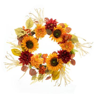 BLMM00007 Autumn Thanksgiving Sun Flower Ring 45cm Home Decoration Front Door Hanging Outdoor Photography Wreath