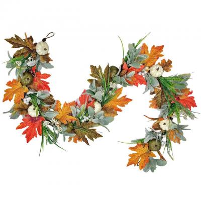 BLMM00008 New Thanksgiving Maple Leaf Pumpkin Vine 1.8CM Home Decoration Autumn Staircase Hanger Front Door Hanger