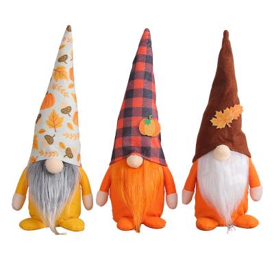 YWGHE2-30  Harvest Festival Faceless Standing Doll Checkered Pumpkin Hat Doll Decoration Rudolf Faceless Doll