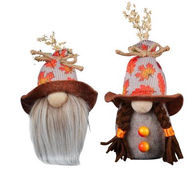 YWGHE2-19 New Harvest Season Faceless Old Man Head Wheat Doll Thanksgiving Maple Leaf Rudolf Doll Ornament