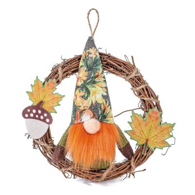 YWGHJ2-19 New Harvest Season Faceless Old Man Head Wheat Doll Thanksgiving Maple Leaf Rudolf Doll Ornament