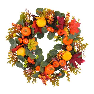 YWGHR1-32 Autumn Foam Pumpkin Wreath Harvest Festival Artifical Wreath Hanging Front Door Berry Wreath Decoration 