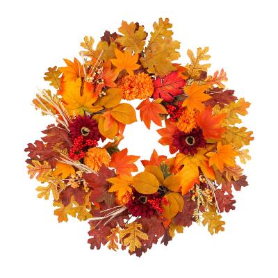 YWGH00005 Halloween Artifical Branch Pumpkin Flower Ring Door Hanging Wholesale Christmas Autumn Maple Leaf Vine Ring Window Decoration