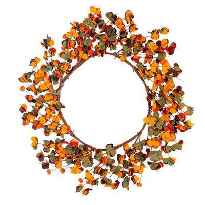 YWGHH3-33 Simulated Eucalyptus Leaf Wreath Thanksgiving Autumn Colorful Door Decoration Leaf Vine Pendants