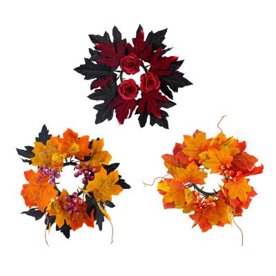 YWGHGG3-30 Halloween Candle Wreath Maple Leaf Candle Holder Decoration Desktop Decoration Party Supplies and Ornaments