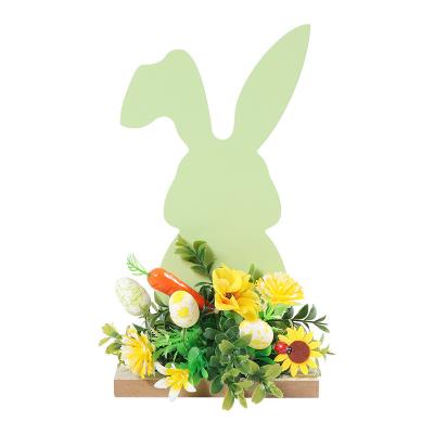 TME0633-03 Easter Rabbit Three piece Set Easter Egg Desktop Decoration Wooden Decorations MDF Home Decoration for Festival Activities