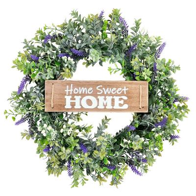 TT2111-79BC Spring Letter Hanging Flower Wreath 40CM Wooden Hanger Home Decoration Door Hanging Simulation Flower Wreath