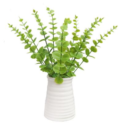 XY-54019 Simulated Eucalyptus Single Branch Flower Artificial Eucalyptus Leaves Simulated Green Plants Golden Leaves