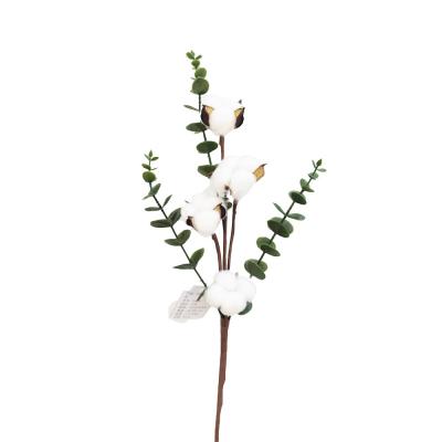 DGOLF-54050 Simulated Cotton Dried Flowers with 9 Stems Cotton Branches and Leaves Simulated Flowers in the Countryside Wind Simulated Cotton Dried Flowers