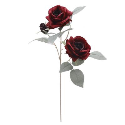 DGOLFXY-52002 Rose Simulation 3 Stems Wedding Home Decoration Bouquet  Decoration Rose Simulation Flowers