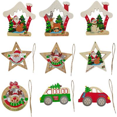 TTXP1-A2-02 Wooden Christmas Ornaments Decorations Laser Holiday Gifts Home Wooden Chip Accessories Painted Wooden Crafts