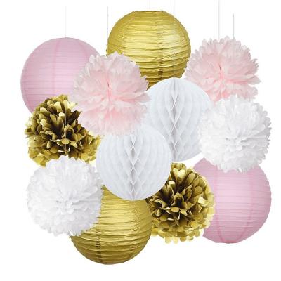 Hot Selling Honeycomb Ball Paper Flower Ball Lantern set,Birthday Party Decoration Paper Flower Set