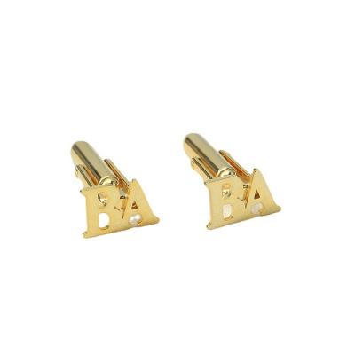 Private Custom European and American French Men's Suit Cufflinks with English Letters, Stainless Steel Gold-plated Custom Cufflinks