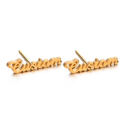 Private Customization Stainless Steel Name Earring Customized Earring Women's Genuine Gold Plated English Alphabet 