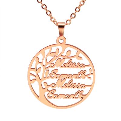 Private Customization Hot Selling Name Necklace Real Gold Electroplated  Family Tree of Life Necklace 