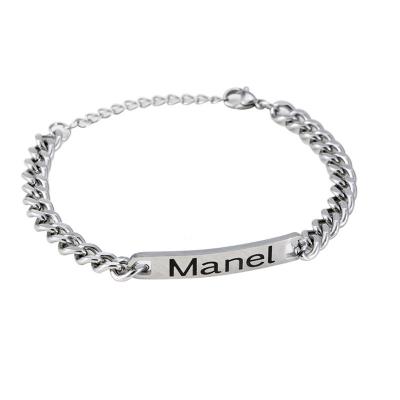 ​Hot Selling Men's and Women's Stainless Steel Bracelet Customized Engraved Lettering Gold-plated for couples in Europe and America