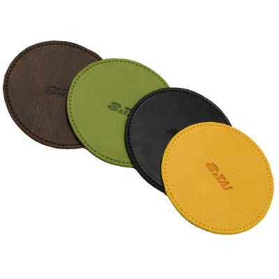 Customized PU Leather Coasters with Logo Printing Hot Pressed Coasters Desktop Anti Slip and Heat-insulatingLeather Coasters